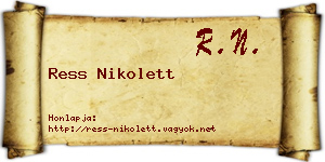 Ress Nikolett névjegykártya